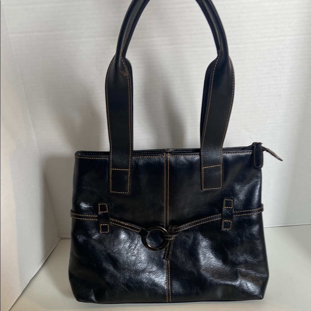 Chic Black Leather Shoulder Bag-100% leather Made in Canada 🇨🇦